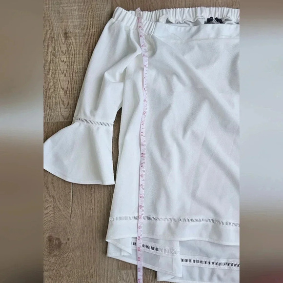 OFF THE SHOULDER 3\4 SLEVES EGGSHELL COCKTAIL BLOUSE - Picture 2 of 6